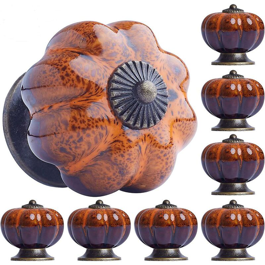 Ilovemilan - 8 Pieces Handles Kitchen Furniture Door Handles Cabinet Knobs Cabinet Handles Knob Ceramic (orange)
