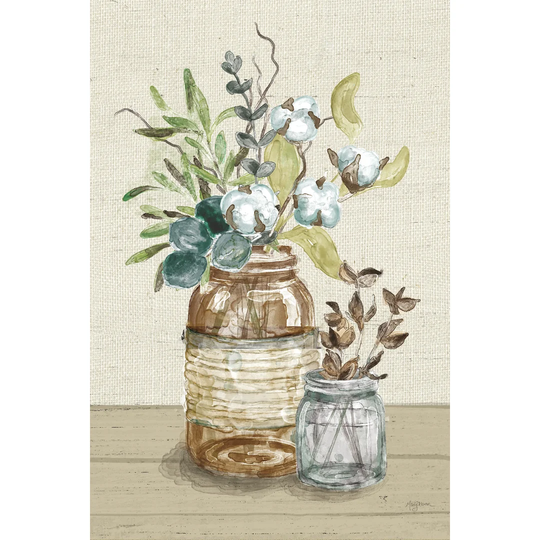 Cotton Bouquet III Cream by Mary Urban - Wrapped Canvas Painting