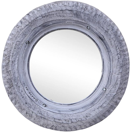 Mirror White 50 cm Reclaimed Rubber Tyre - Hommoo