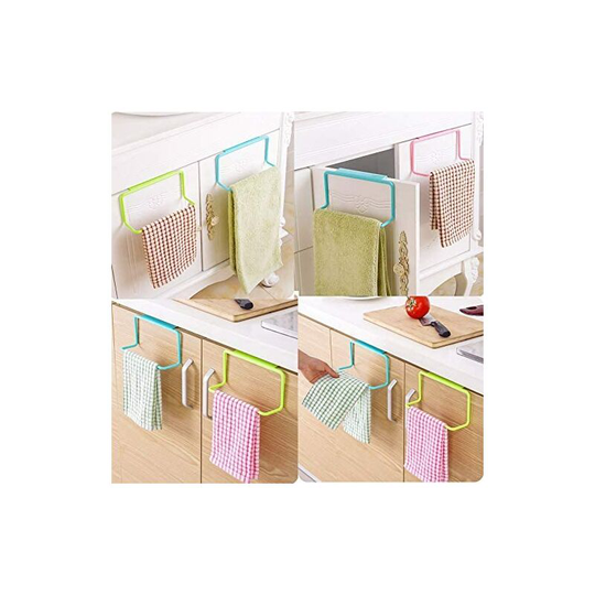 Towel Holder,Towel Rack Hanging Holder Organizer Bathroom Kitchen Cabinet Cupboard Hanger (Green)-Color:Green/White/Blue/Pink