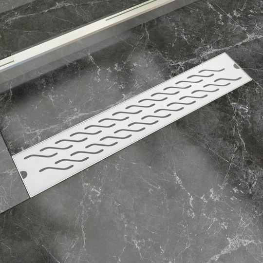 Linear Shower Drain Wave 630x140 mm Stainless Steel VDTD04363 - Topdeal