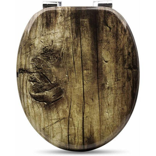 Wooden Soft Close toilet seats with Adjustable Hinge Toilet Lid Seat Cover Old Tree - Woltu