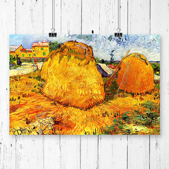 'Haystacks' by Vincent Van Gogh Painting Print