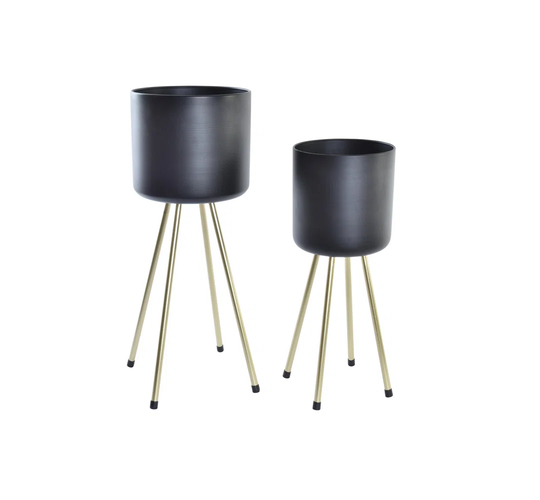 Flowerpot Stand Set 2 Metal 23X23x60 Black