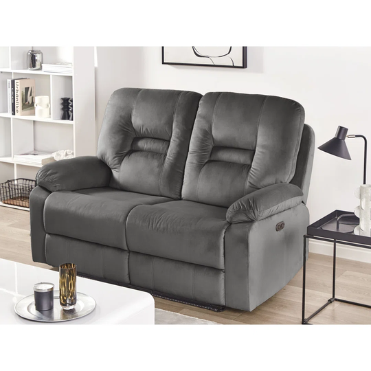 2 Seater Velvet LED Electric Recliner Sofa With USB Port Beige Aldea