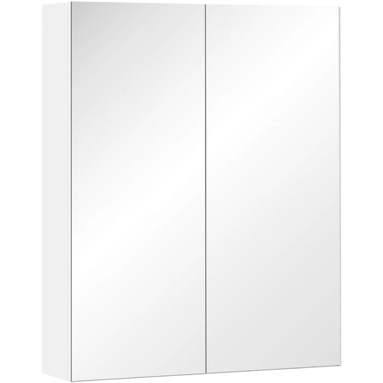 60x75cm Mirror Cabinet Wall Mount Storage Organizer Door Adjustable Shelf - White - Homcom
