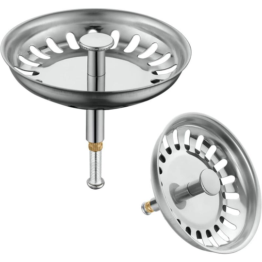 Kitchen Sink Strainer ø 79 mm, BR-Vie Stainless Steel Kitchen Sink Plug, 2 Kitchen Sink Strainer, Sink Strainer Plug Filter With Adjustable Height