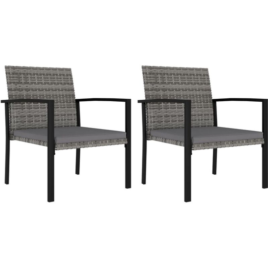 Garden Dining Chairs 2 pcs Poly Rattan Grey Vidaxl Grey