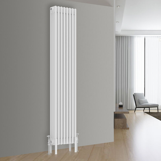 NRG - Traditional Cast Iron Style Radiator Central Heating Rads White Vertical 4 Column 1800x380mm