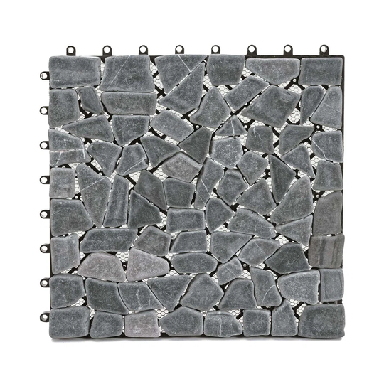 30 x 30cm Natural Stone Pebble Tile in Grey