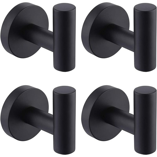 Briday - Umi. by Amazon Black Towel Hook For Shower Kitchen Dress Hooks; Coat Wall Mounted Towel Holder 304 Matte Stainless Steel Black 4 Pack,