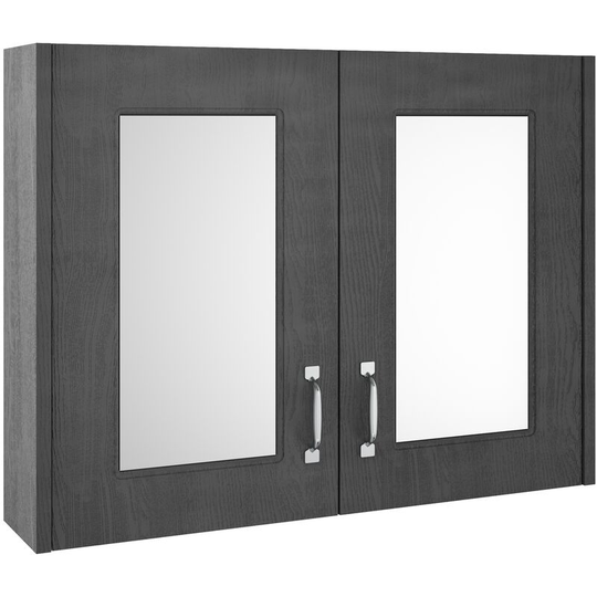 Nuie York 2 Door Mirror Cabinet 800mm Wide - Royal Grey