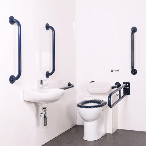 Nymas NymaPRO Back to Wall Doc M Toilet Pack with Dark Blue Exposed Fixings Grab Rails DM800K/DB