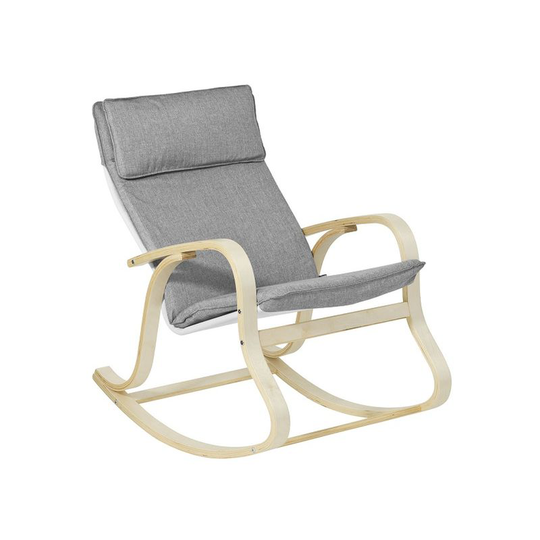 Wooden Rocking Chair Reclining Relax Nursing Armchair, FST15-DG ,Grey - Sobuy