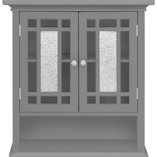 Bathroom Windsor Wooden Wall Cabinet with 2 Doors Grey EHF-527G - Grey - Teamson Home