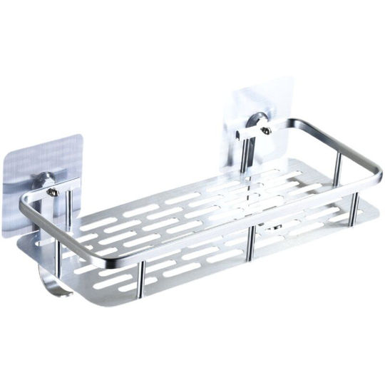 BR-Vie Bathroom Shelf Shelf Bathroom Shower Basket Bathroom Self Adhesive Shower Shelf 2 Hooks Space in Shower Organizer Aluminum No Nail No Drilling