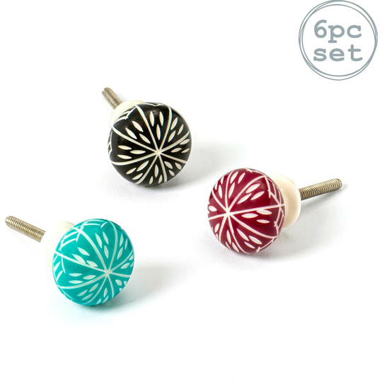 Resin Cabinet Knobs - 3 Colours - Pack of 6 - Nicola Spring