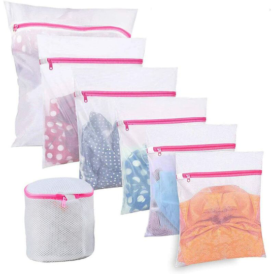 7pcs washing machine mesh laundry bag washing machine bag shirt shoes tights bra underwear pink