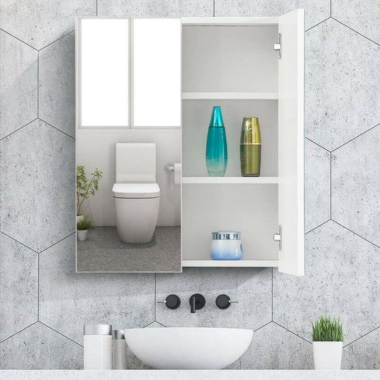 Clipop - Bathroom Mirror Cabinet, Wall Mounted Double Door Bathroom Wall Cabinet Mirrored with 2 Adjustable Shelves for Bedroom, Living Room, Bathroom