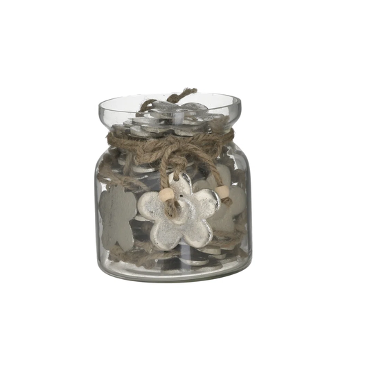 24 Piece Metal Hanging Flowers in Glass Vase Wall Décor Set