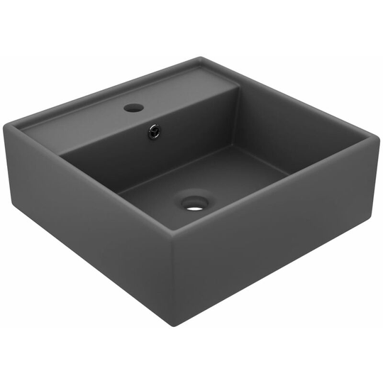 Luxury Basin Overflow Square Matt Dark Grey 41x41 cm Ceramic Vidaxl Grey