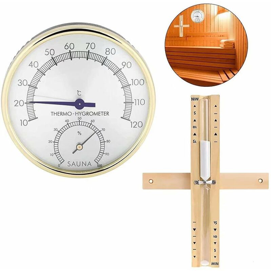 Sauna Thermometers Hygrometers and Hourglasses, Betterlife 15 Minute Timer 2 in 1 Sauna Room Thermometer Hygrometer