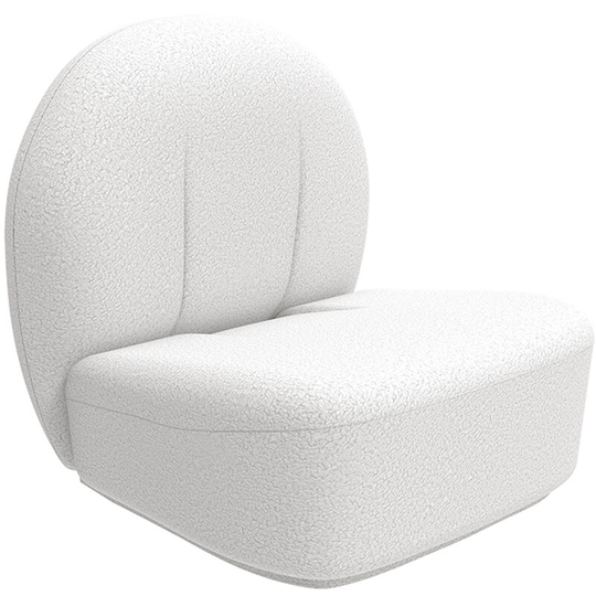 Privatefloor - White boucle armchair - upholstered - Loraine White Wood, Boucle, Polyester - White