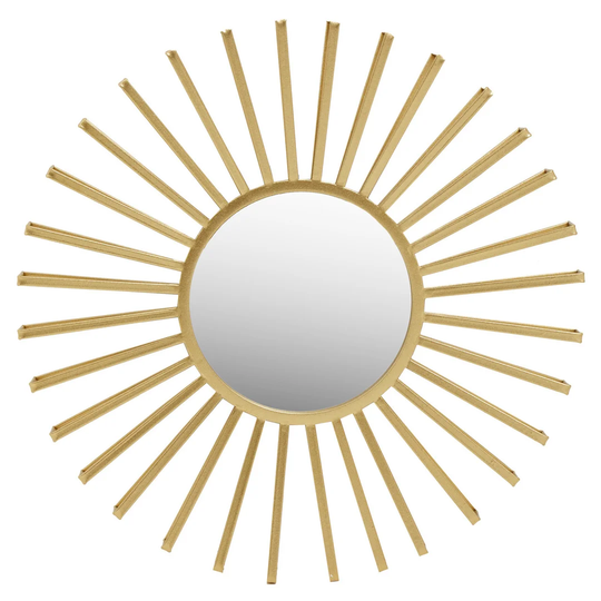 Baylor Sunburst Metal Framed Wall Mounted Accent Mirror in Gold