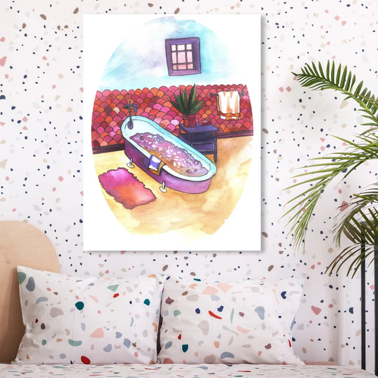 'Violet Bathtub' Painting on Wrapped Canvas