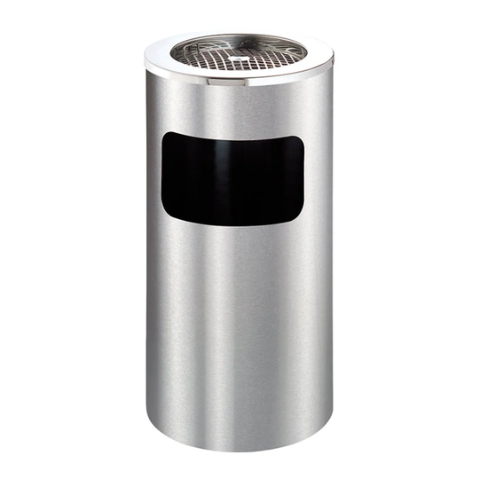 Outdoor Ash Tray With Steel Grid | Centimetres Diameter 25 X 61 | Litres 10 | Silver in , 15