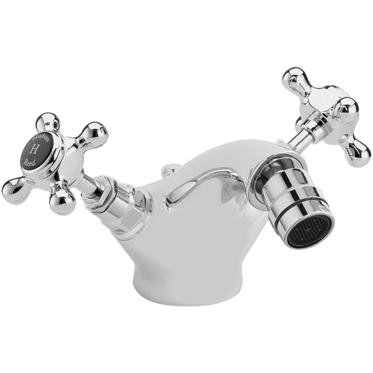 Topaz Black Crosshead Mono Bidet Mixer with Hexagonal Collar - BC406HX - Chrome - Hudson Reed