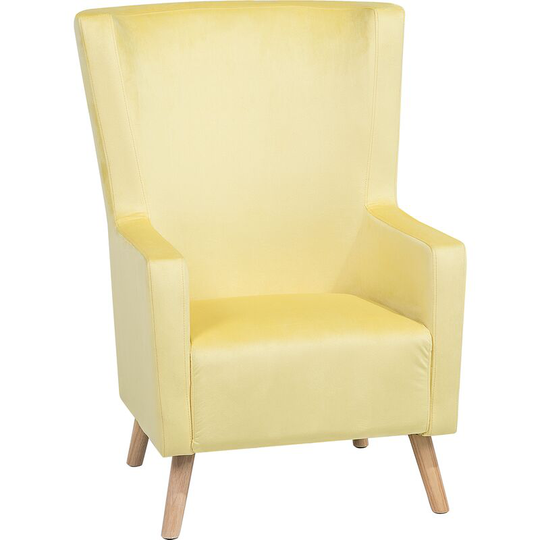 Upholstered Wingback Chair Fabric High Back Yellow Oneida - Yellow