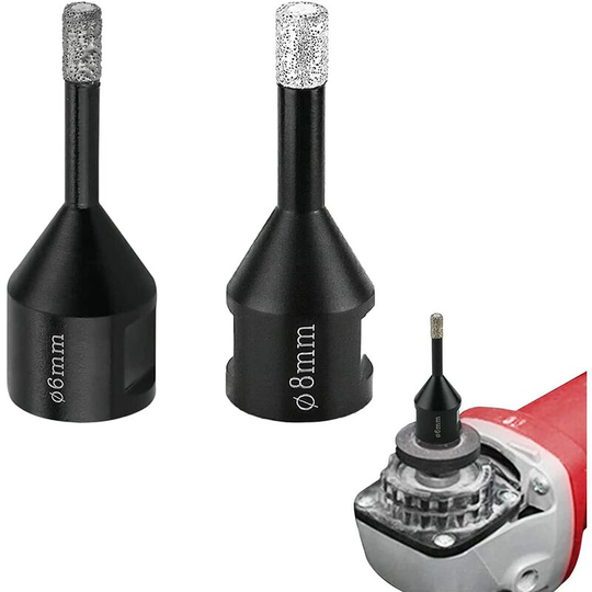 Diamond Drill Bits, Tile Drill Bits, 2PCS 6mm/8mm, Drill Bits with M14 Thread, Vacuum Brazed Drill Bits, for Porcelain Tile Granite Marble Dry