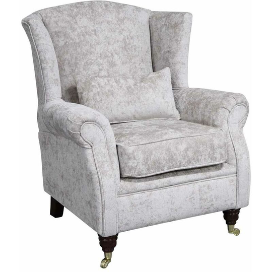 Wing Chair Fireside High Back Armchair Nuovo Stone Fabric