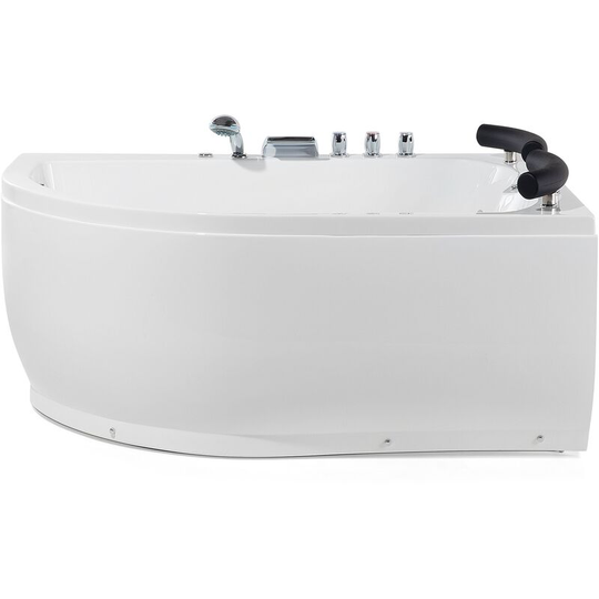 Beliani - Sanitary Acrylic Corner Bathtub led Lights Massage Left White Paradiso - White
