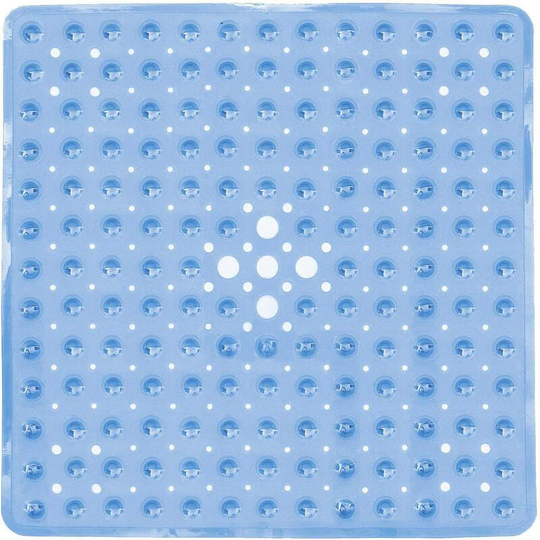 Shower Mat, Extra Long, Non-slip Bath Mat, with Suction Cups, Rubber, pvc Bath Mat without Chemical Odor, Drain, Machine Wash, Bathtub (Blue-53 * 53)