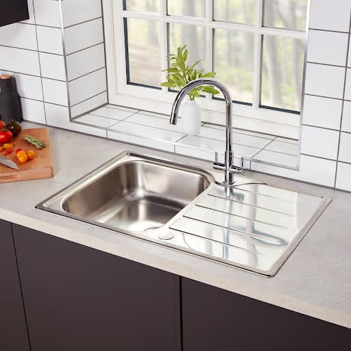 Rangemaster Michigan Stainless Steel Inset Kitchen Sink 1 Bowl With Waste