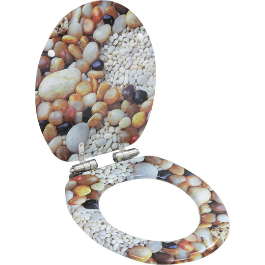 Wc Toilet Seat with Soft Close Lid mdf Pebbles Design