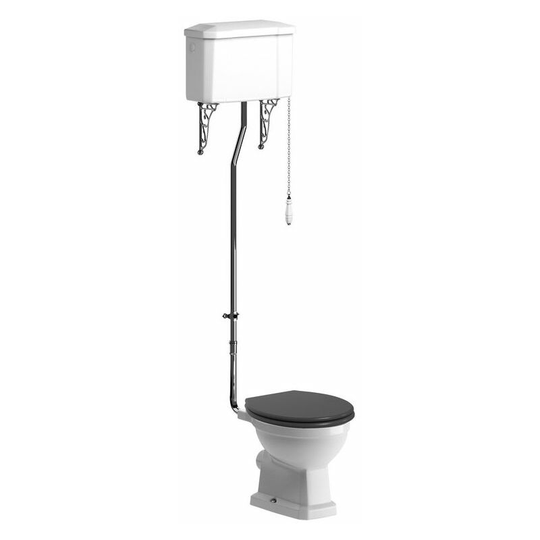 Signature - Aphrodite High Level Toilet with Pull Chain Cistern - Grey Ash Soft Close Seat