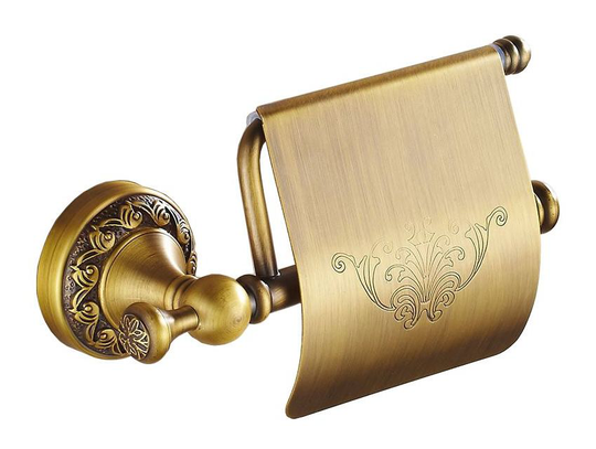 Antique Brass Toilet Elegant Roll Holder with Flap Paper Rack Wall Mounted