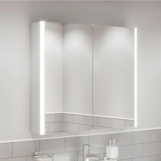 Modern Bathroom Cabinet/LED Mirror Wall Hung Illuminated Shaver Sensor 600 x 700 - Silver