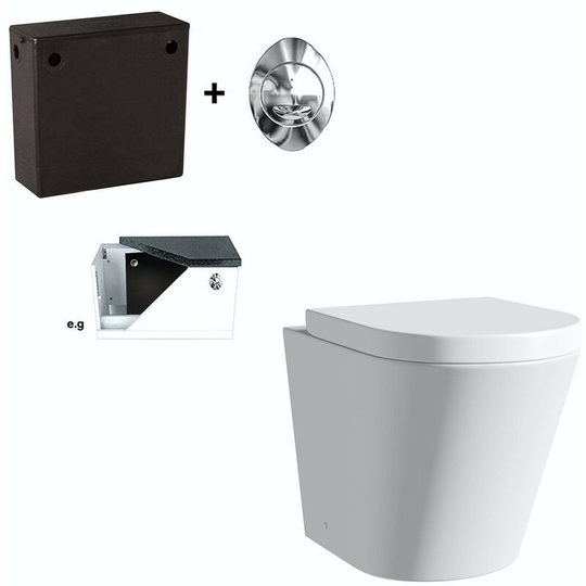 Contemporary back to wall toilet with soft close seat and bottom inlet concealed cistern - White - Orchard