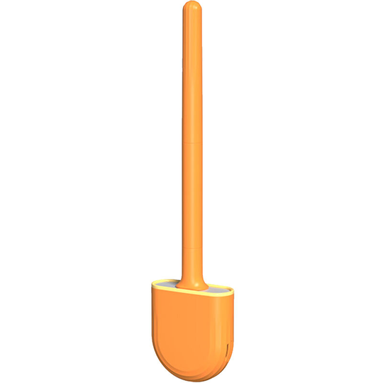 Wall-mounted Toilet Brush and Holder Soft tpr Bristles Toilet Brush No-drilling Bathroom Deep Cleaning Toilet Brush No Dead End Cleaning Brush,Orange