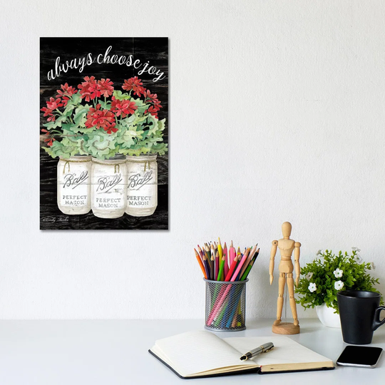 White Jars - Always Choose Joy by Cindy Jacobs - Wrapped Canvas Art Prints