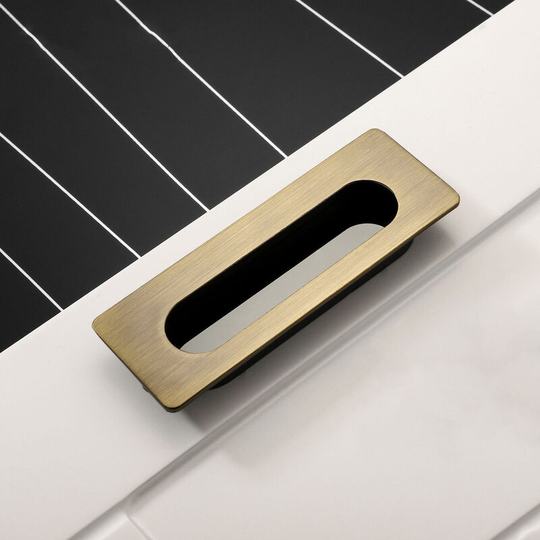 2 Piece Black Handle Recessed Cabinet Door, Recessed Drawer Concealed Handle