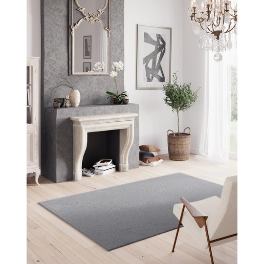 Alja Machine Washable Plain Silky Tufted Stone Grey Rug
