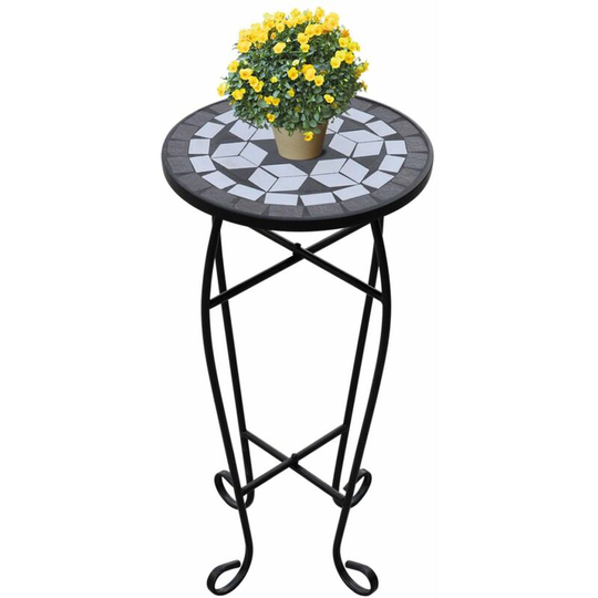 Mosaic Side Table Plant Table Black White VDTD26366