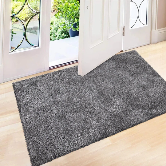 Laaspere Solid Colour Shaggy Grey Indoor / Outdoor Area Rug