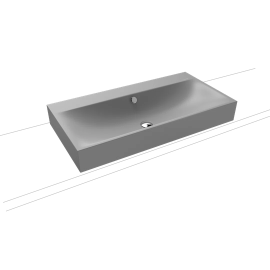 Cold Grey Steel Enamel Rectangular Countertop Bathroom Sink