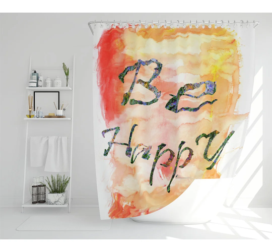 Be Happy Designer Shower Curtain